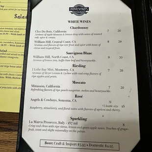Wine menu