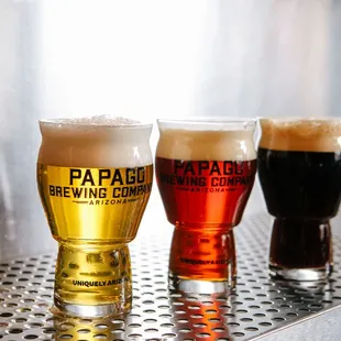 three glasses of beer