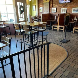 tables and chairs in a restaurant
