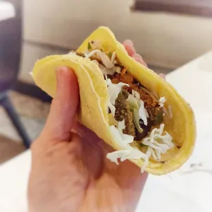 Fried avocado taco, no cheese