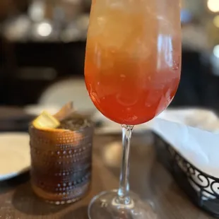 Aperol Spritz and maple syrup old fashion. 1/13/24