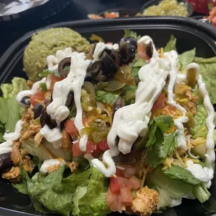 a salad with dressing