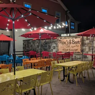 tables and umbrellas