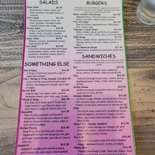 Updated menu, backside