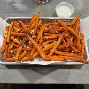Garlic sweet potato fries!