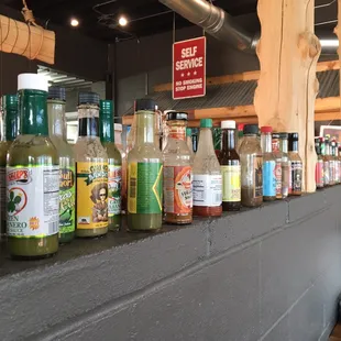 A variety of sauces and spices