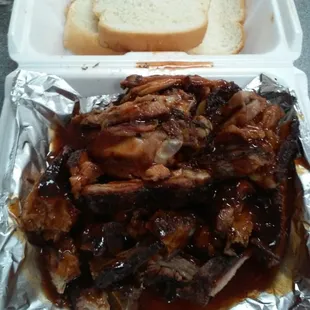 Tender succulent rib tips. At least a pound.