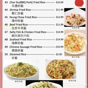Our updated menu! - Fried Rice section