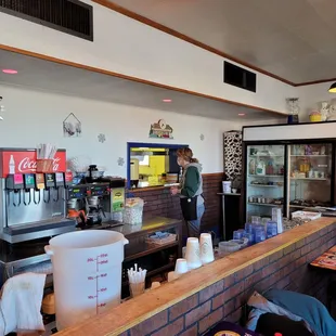 Counter for staff to pick up food