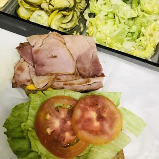 Grilled Ham and cheese with mayo lettuce and tomatoes
