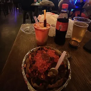 a pizza and a beer