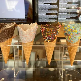 a variety of ice cream cones