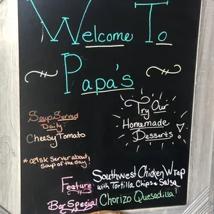 Papa&apos;s SPECIAL&apos;s board
