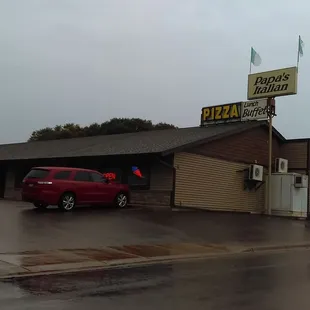 Outside the restaurant.