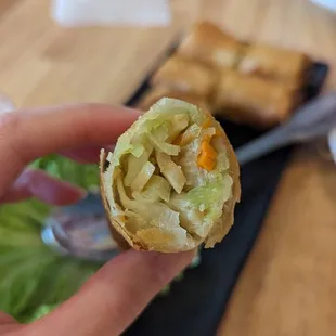 Lady with poufy bob put in the wrong order. We ordered Vietnamese Style Fried Egg Rolls but she brought out Vegetable Egg Rolls.