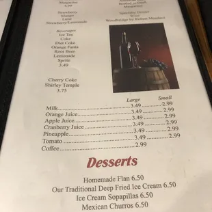 Beverages, desserts