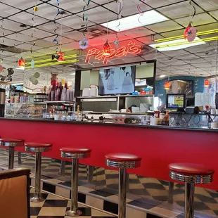the interior of the diner