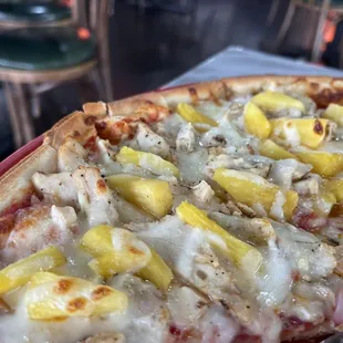 Chicken and pineapple pizza