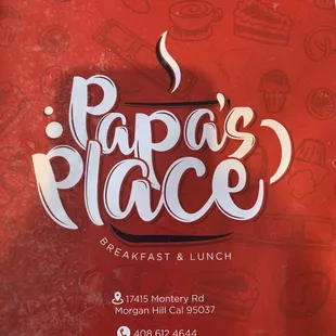 menu for breakfast and lunch
