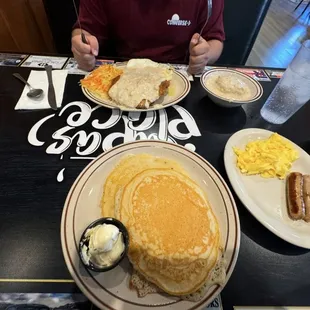 short stack 2 eggs/sausages  Chicken Fried Steak