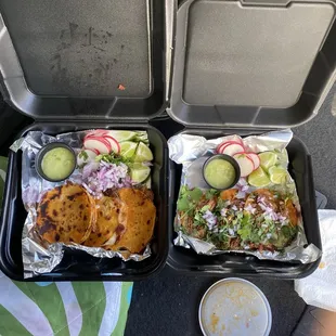 Birria taco and quesadillas