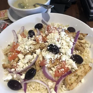 Greek rice bowl with chicken