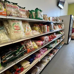 shelves of food