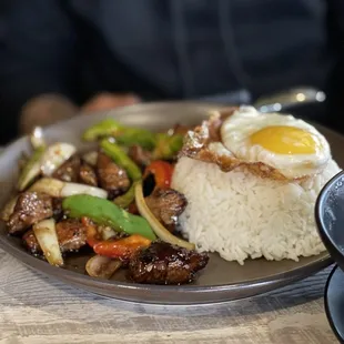 Sauteed Steak Cubes &amp; Fried egg Rice