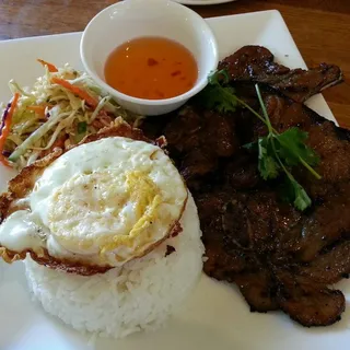 Grilled Lemongrass Pork Chops and Fried Egg