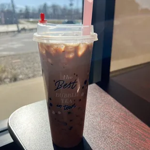 Milo milk tea with brown sugar crystal boba