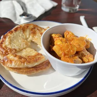 Roti with chicken curry