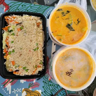 Pineapple Fried Rice, Panang Veggie and Panang Tofu