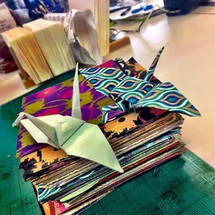 My fiancé got to make his first crane with me for our wedding decor! Such a cherished new memory!