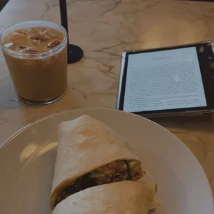 Fiesta wrap and Sweet Caramel iced latte