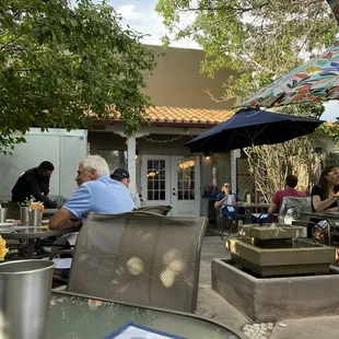 Back corner table view of patio