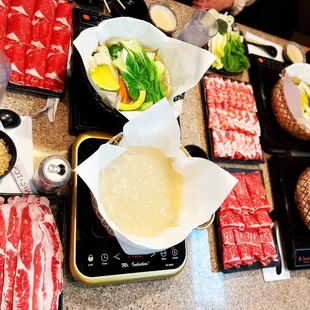 a variety of foods on a table