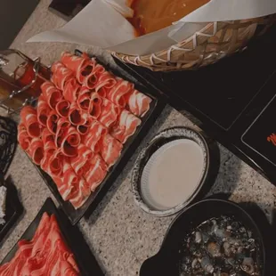 a variety of food on a table