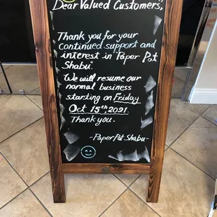 Reopening in October 2021