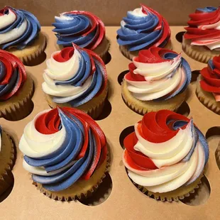 Red white and blue cupcakes