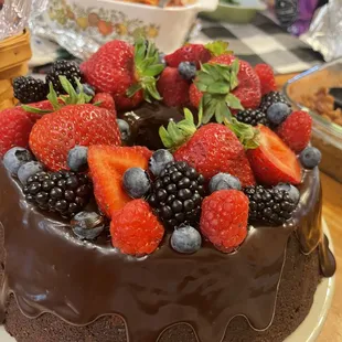 Double bunt cake with fruit.