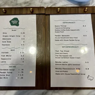 menu