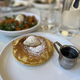 Pancake is good tastes like corn bread. Kale salad is so good