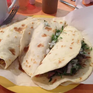 Tacos look good, waitress very nice. Time to eat!