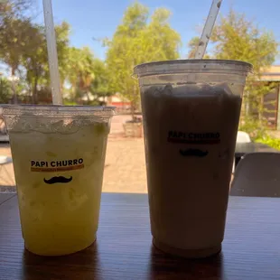 Left: Piña con guayaba  Right: Mazachata (horchata con mazapán)