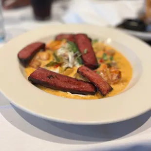 Shrimp w/ Grits ( substituted Sausage for Turkey Bacon)