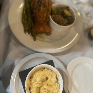 Fried Lobster, Mac &amp; cheese &amp; asparagus