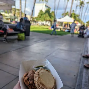 Chorizo empanada and alfajores cookie