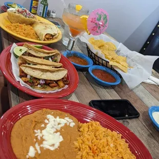 Tacos Al pastor and Papis quesadilla