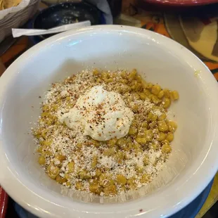 Street corn-Regular Elote..surprised it wasn&apos;t corn on cob..corn was fried too much, greasy and weird tasting