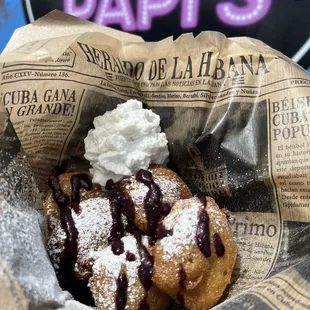 a pastry with whipped cream and chocolate